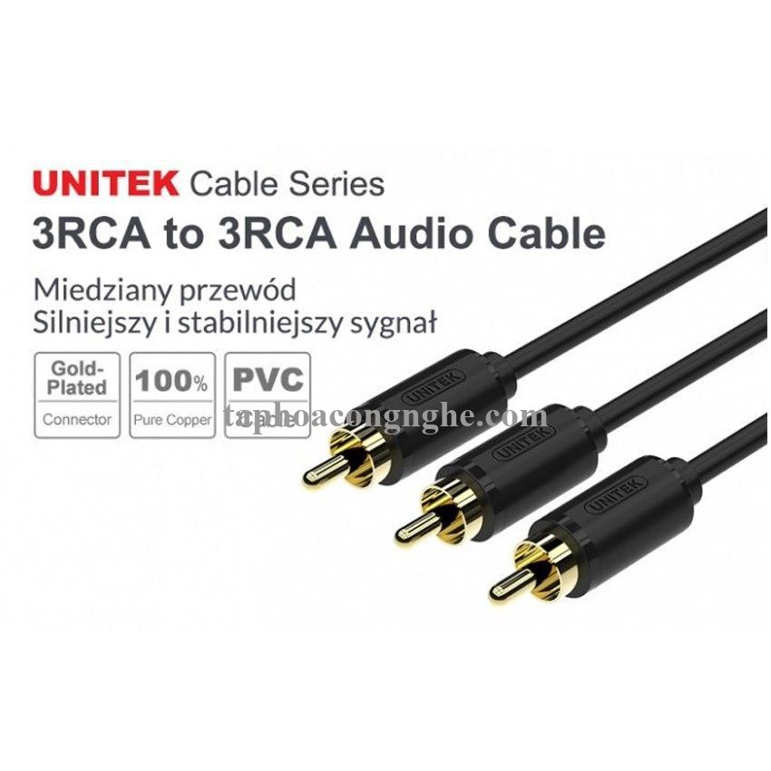 Unitek 27832 Y-C9028BK 30M Màu Đen Cáp Loa 1 Jack 3.5Mm Ra 2 Đầu Hoa Sen 30027832
